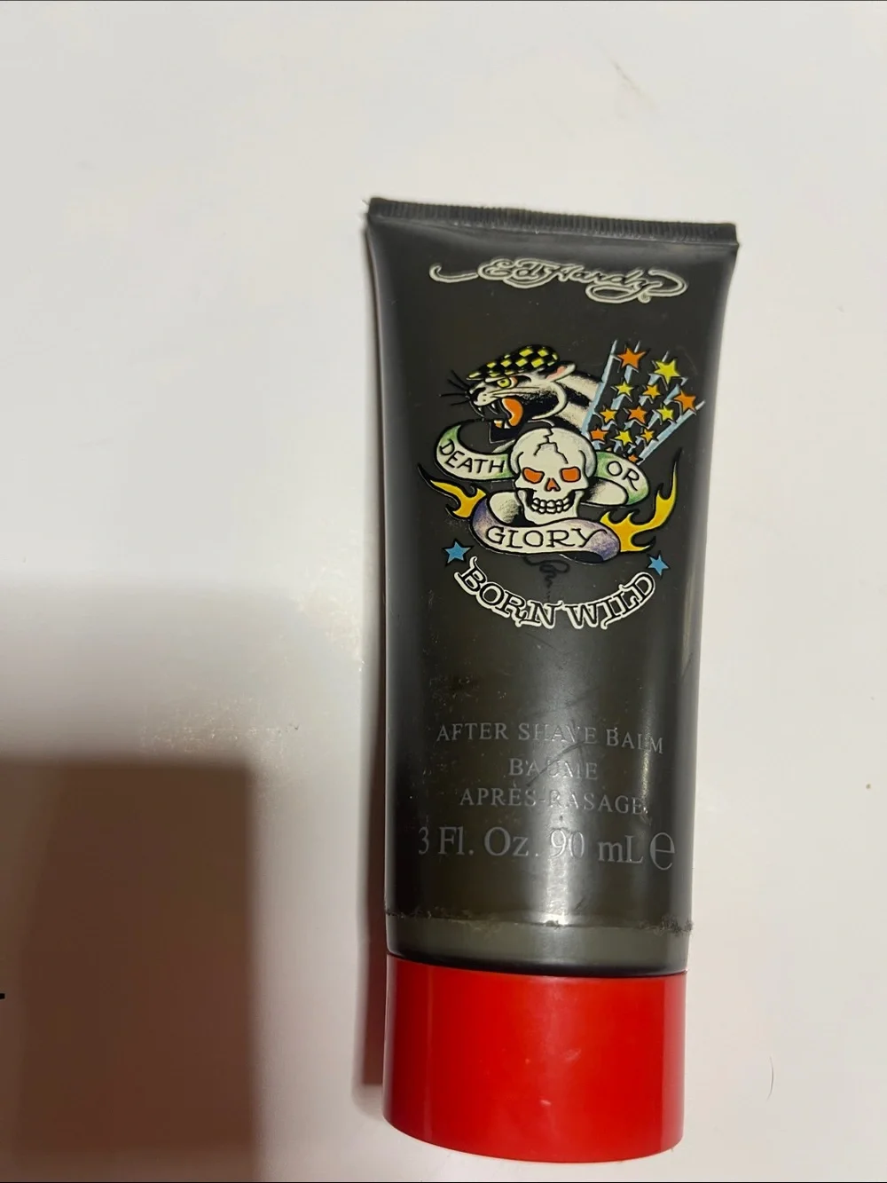 Ed Hardy Born Wild After Shave Balm Black & Red with Multicolor Graphic. 3 oz